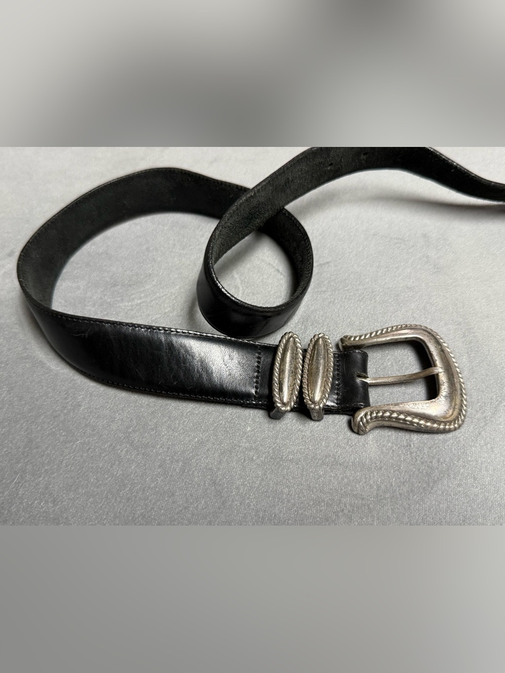 Brighton Classic Black Leather Belt with Silver Buckle